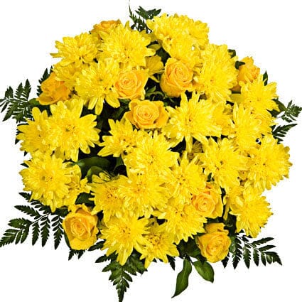 Yellow Chrysanthemum and Roses Bouquet