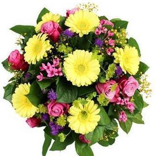 Yellow Gerber & Roses Bouquet - Flowers Box London