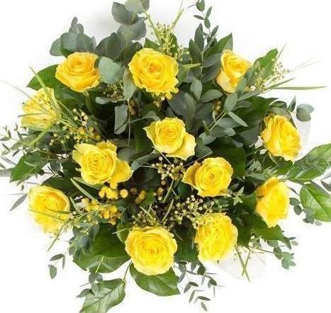 Yellow Roses with Mimose