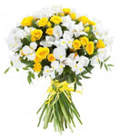 Yellow Spray Roses with Iris Bouquet - Flowers Box London